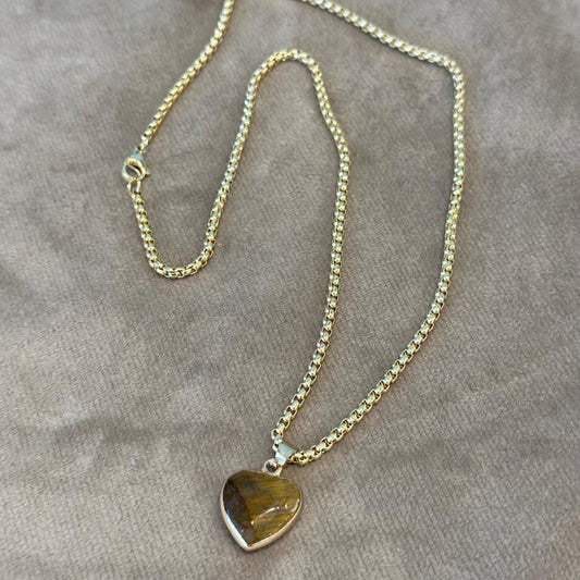 Collar corazón ojo de tigre