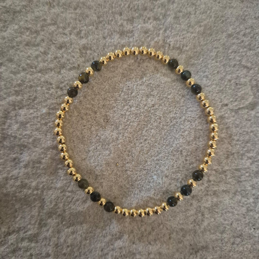 Pulsera Goldfilled y piedra ojo de tigre