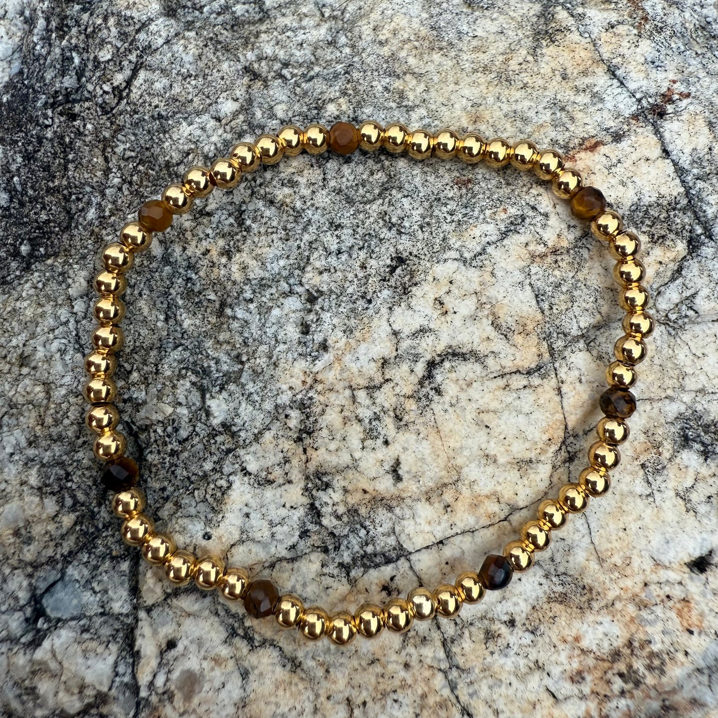 Pulsera Goldfilled Ojo de Tigre Facetado