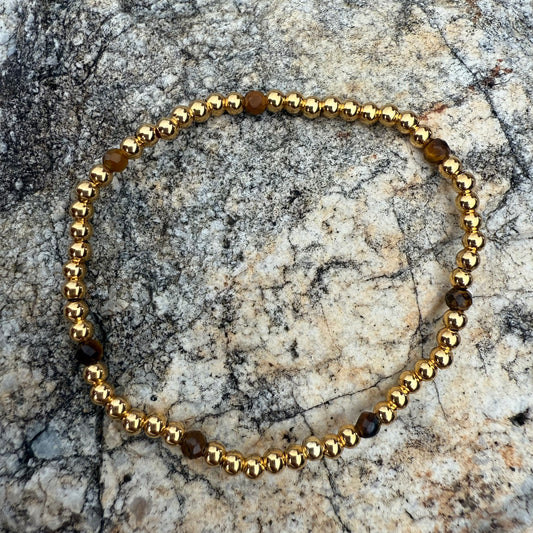 Pulsera Goldfilled Ojo de Tigre Facetado