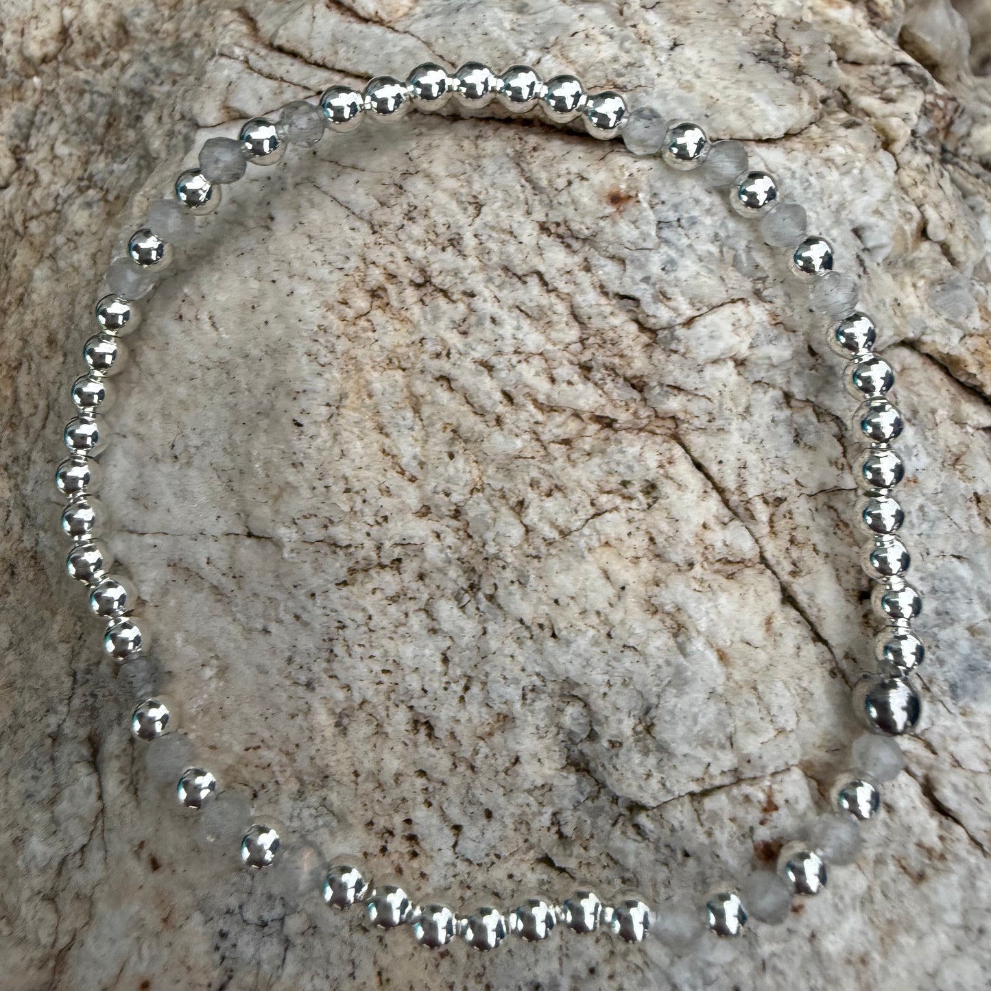 Pulsera Plata Laminada 925 Cuarzo Rutilado