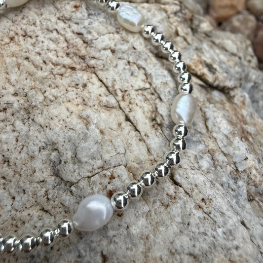 Pulsera Plata Laminada 925 Perla