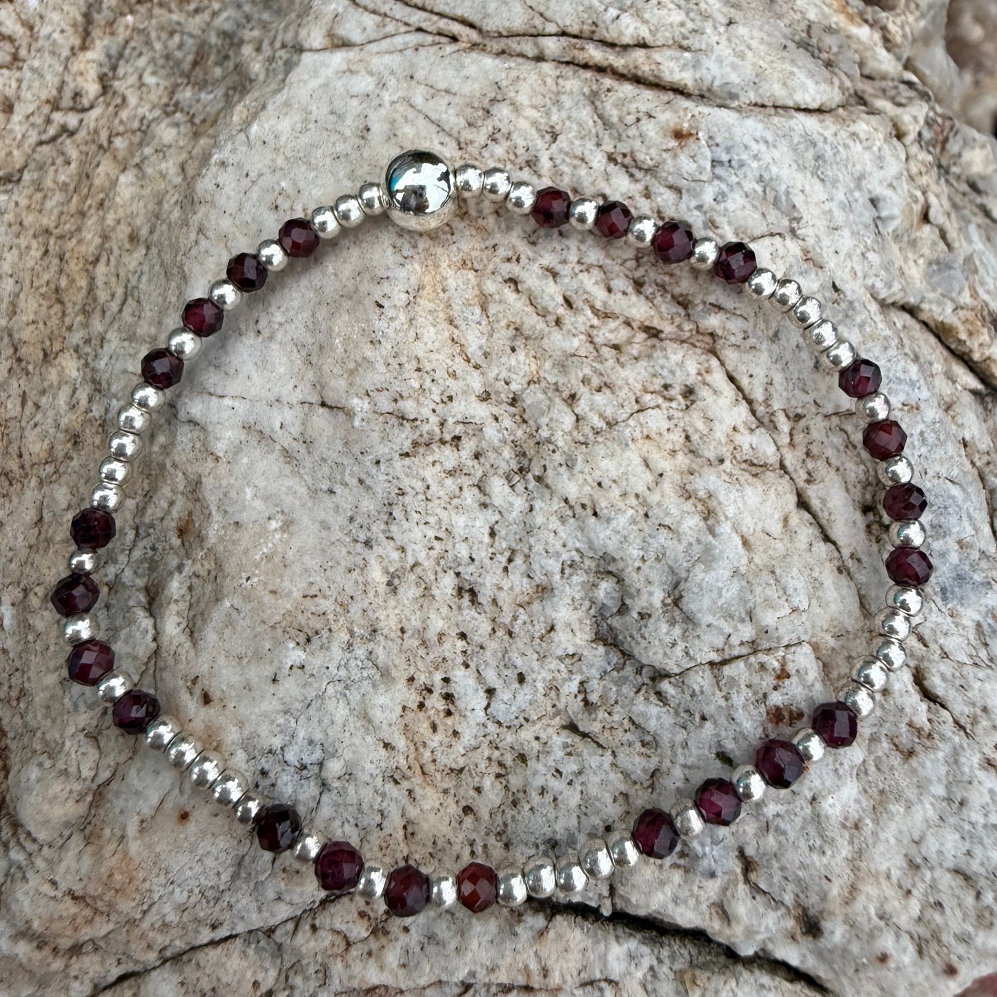 Pulsera Plata Laminada 925 Granate