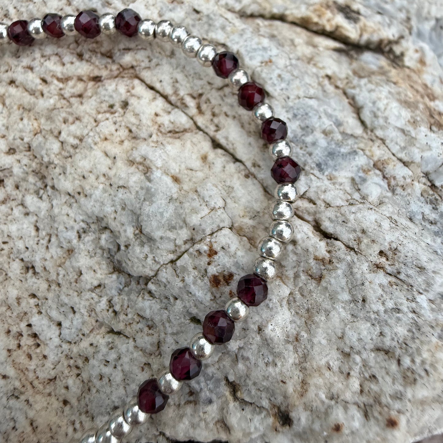 Pulsera Plata Laminada 925 Granate