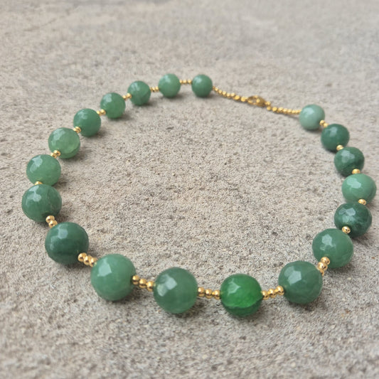 Collar Piedra Cuarzo Verde Facetada